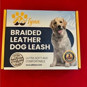 Adityan Leather Braided Dog Leash With Bone Bag Holder